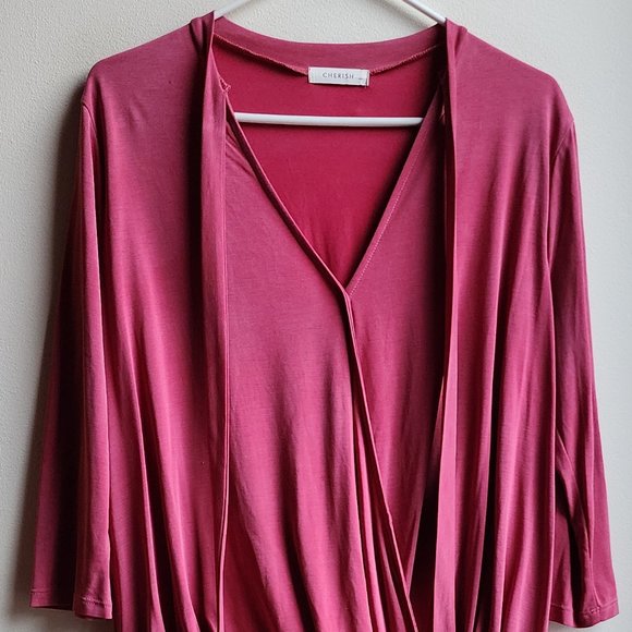 Cherish Mauve V-Neck Draped Jersey Size Medium - Picture 4 of 13